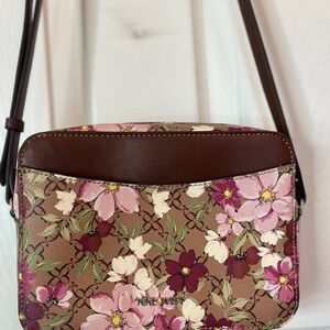 Nine West Floral Crossbody Bag - Brown and Pink